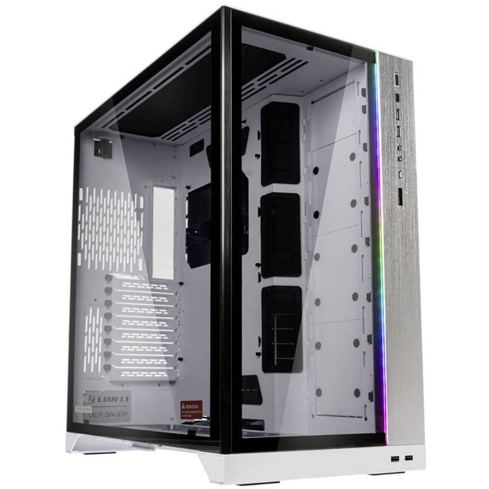 Lian Li O11 Dynamic XL (ROG Certified) midi tower PC skříň, herní pouzdro bílá, černá integrované osvětlení, boční okno,