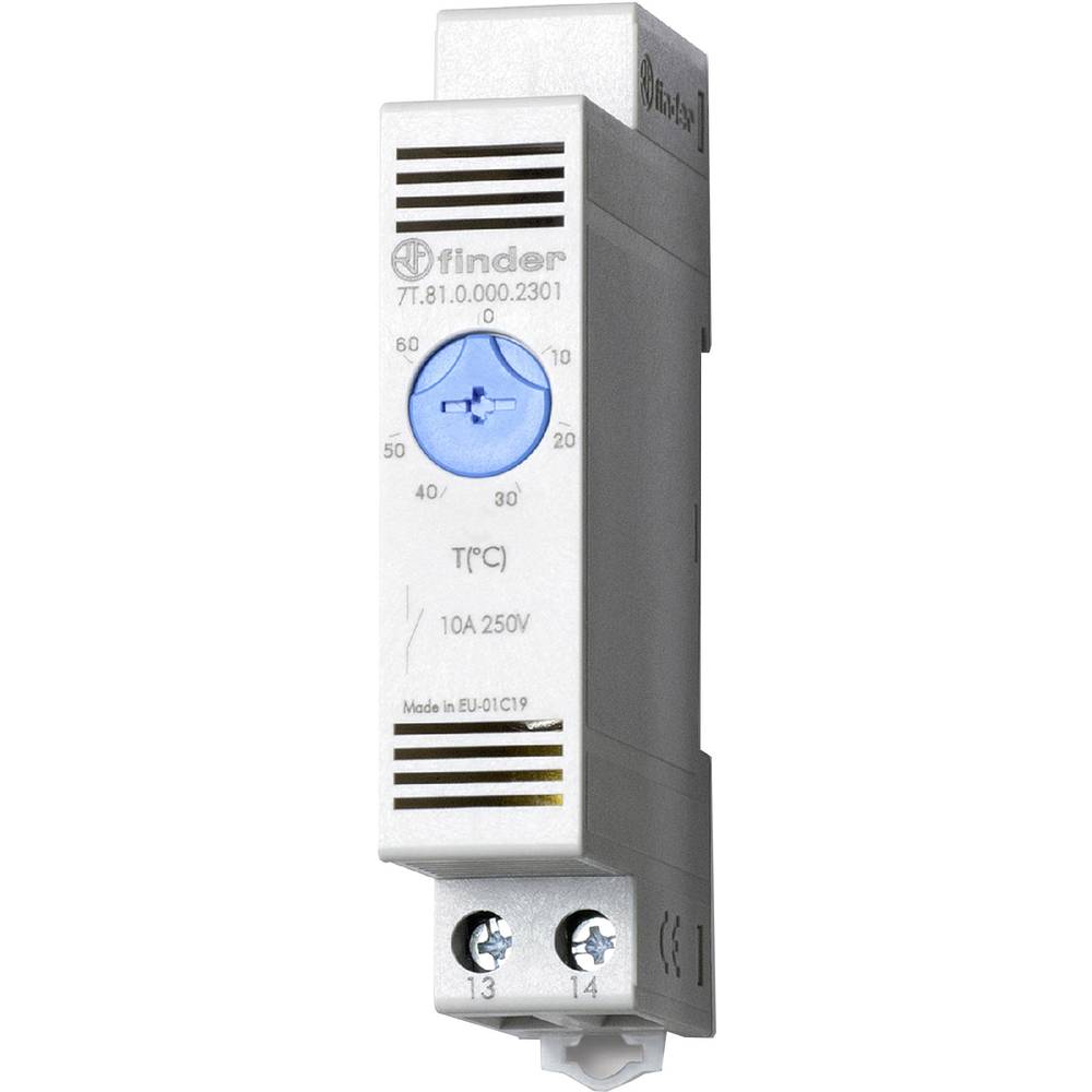 Finder termostat do skříňového rozvaděče 7T.81.0.000.2301 250 V/AC 1 spínací kontakt (d x š x v) 88.8 x 17.5 x 47.8 mm 1