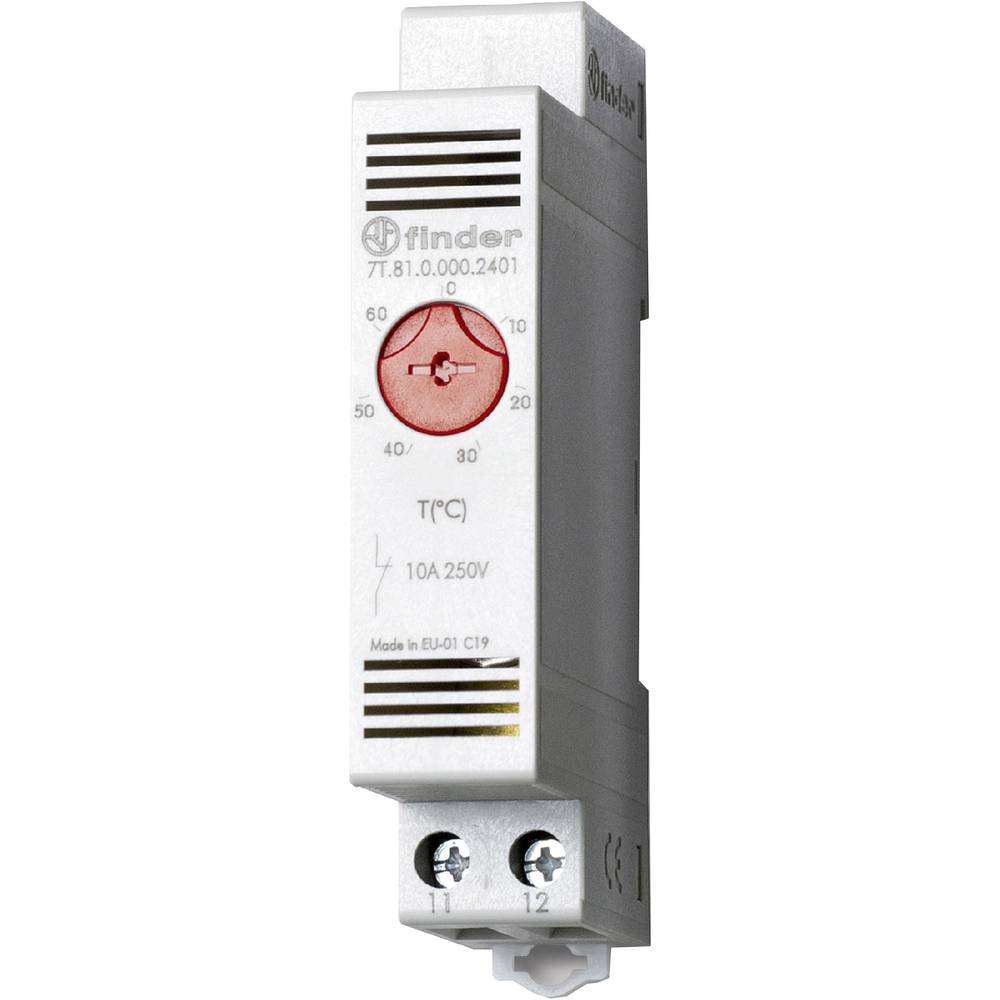 Finder termostat do skříňového rozvaděče 7T.81.0.000.2401 250 V/AC 1 rozpínací kontakt (d x š x v) 88.8 x 17.5 x 47.8 mm