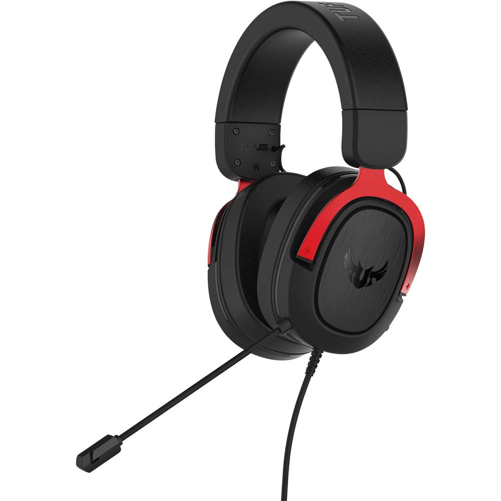 Asus TUF H3 Gaming Sluchátka Over Ear kabelová 7.1 Surround černá, červená regulace hlasitosti, Vypnutí zvuku mikrofonu