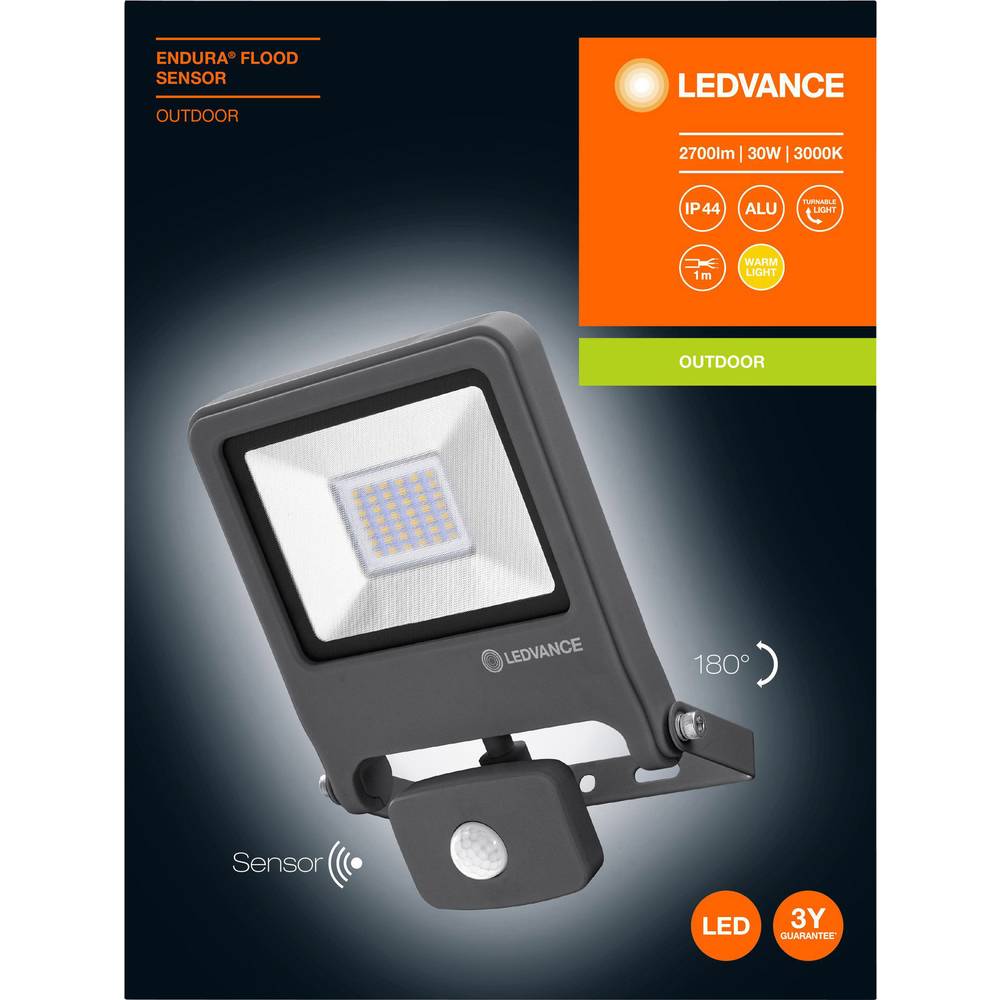 LEDVANCE ENDURA® FLOOD Sensor Warm White L 4058075239548 venkovní LED reflektor s PIR detektorem 30 W teplá bílá