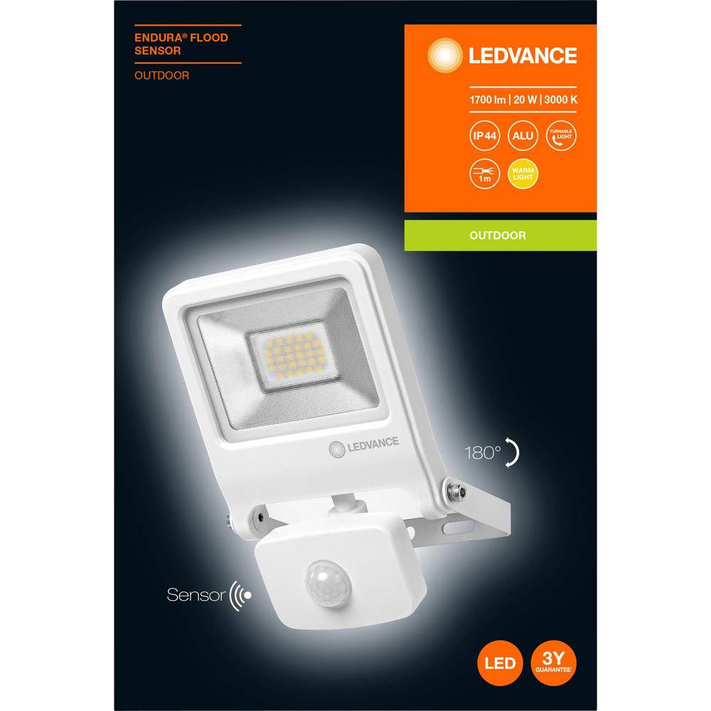 LEDVANCE ENDURA® FLOOD Sensor Warm White L 4058075239692 venkovní LED reflektor s PIR detektorem 20 W teplá bílá