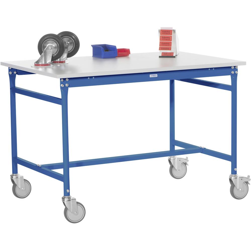 Manuflex BB4007.5007 Servírovací stolek základní mobilní s plastovým stolní deska v briliantově modrá RAL 5007, Šxhxv: 7