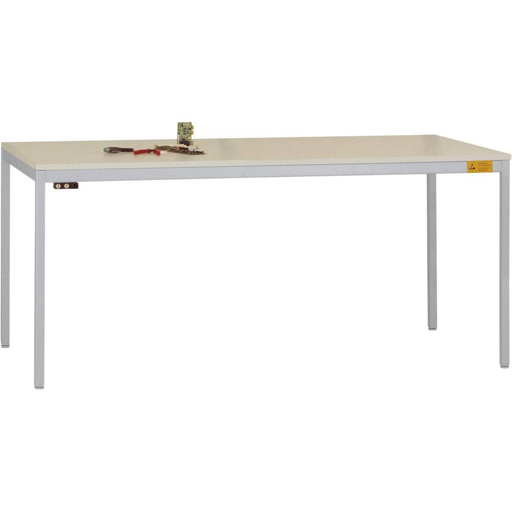 Manuflex LD1916.9006 ESD ESD pracovní stůl UNIDESK s plastové desky, hliníkově stříbrná podobný RAL 9006, Šxhxv = 1600 x