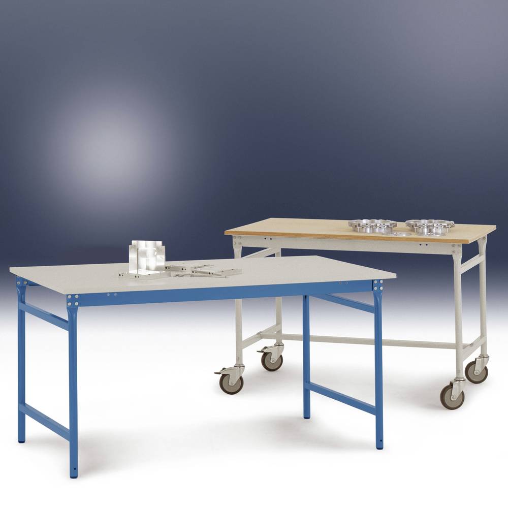 Manuflex BB3089.5021 Servírovací stolek základní stacionárně s PVC stolní deska ve vodní modrá RAL 5021, Šxhxv: 2000 x 8