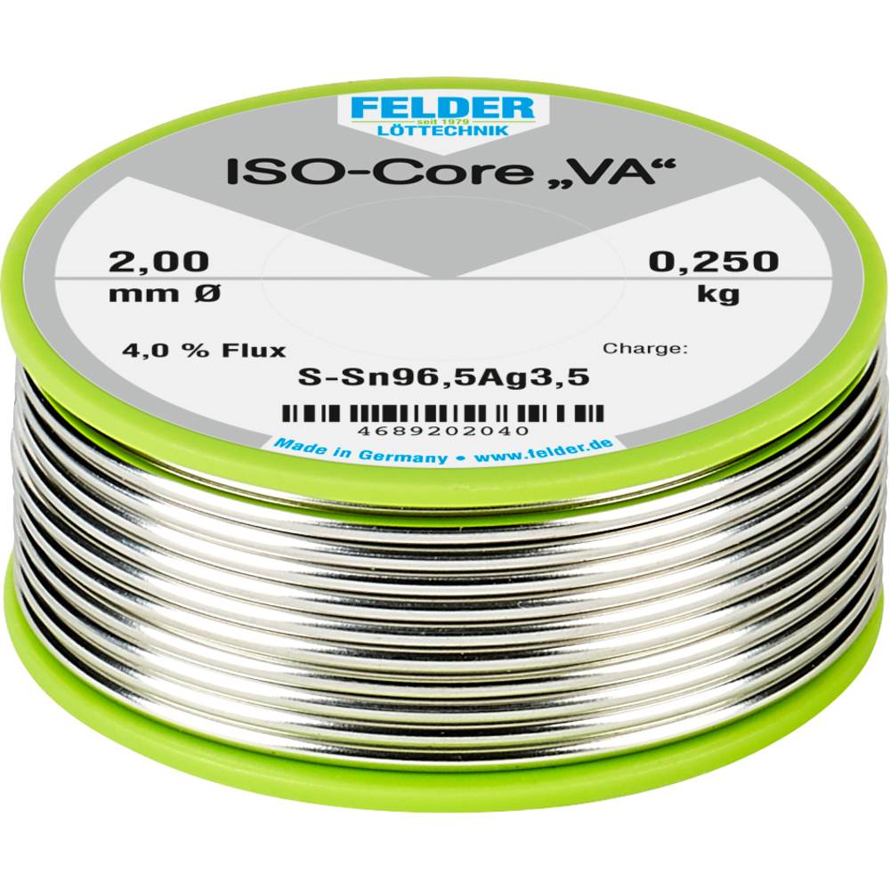 Felder Löttechnik ISO-Core VA pájecí cín cívka Sn96,5Ag3,5 0.250 kg 2 mm