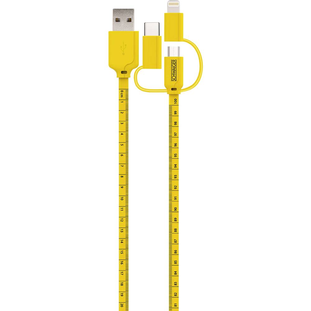 Schwaiger USB kabel USB 2.0 USB-A zástrčka, USB-C ® zástrčka, Apple Lightning konektor, USB Micro-B zástrčka 1.20 m čern
