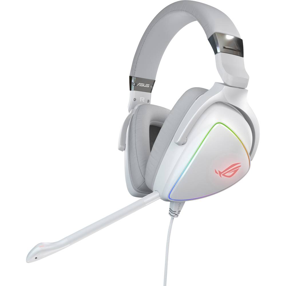 Asus ROG Delta Gaming Sluchátka Over Ear kabelová stereo bílá Redukce šumu mikrofonu regulace hlasitosti, Vypnutí zvuku