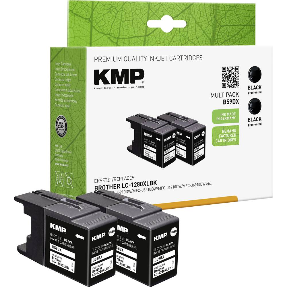 KMP Ink náhradní Brother LC-1280XLBK kompatibilní Dual černá B59DX 1524,4021