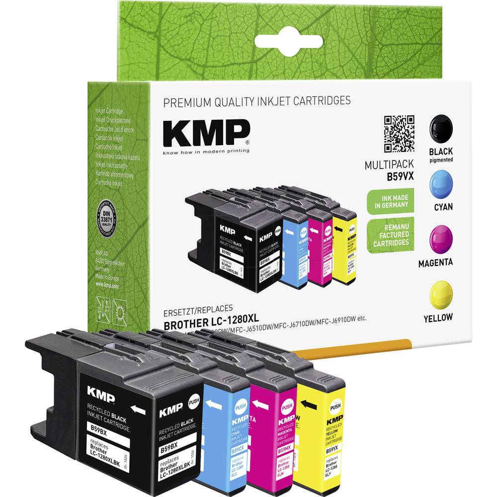 KMP Ink náhradní Brother LC-1280XLBL, LC-1280XLC, LC-1280XLM, LC-1280XLY kompatibilní kombinované balení černá, azurová,