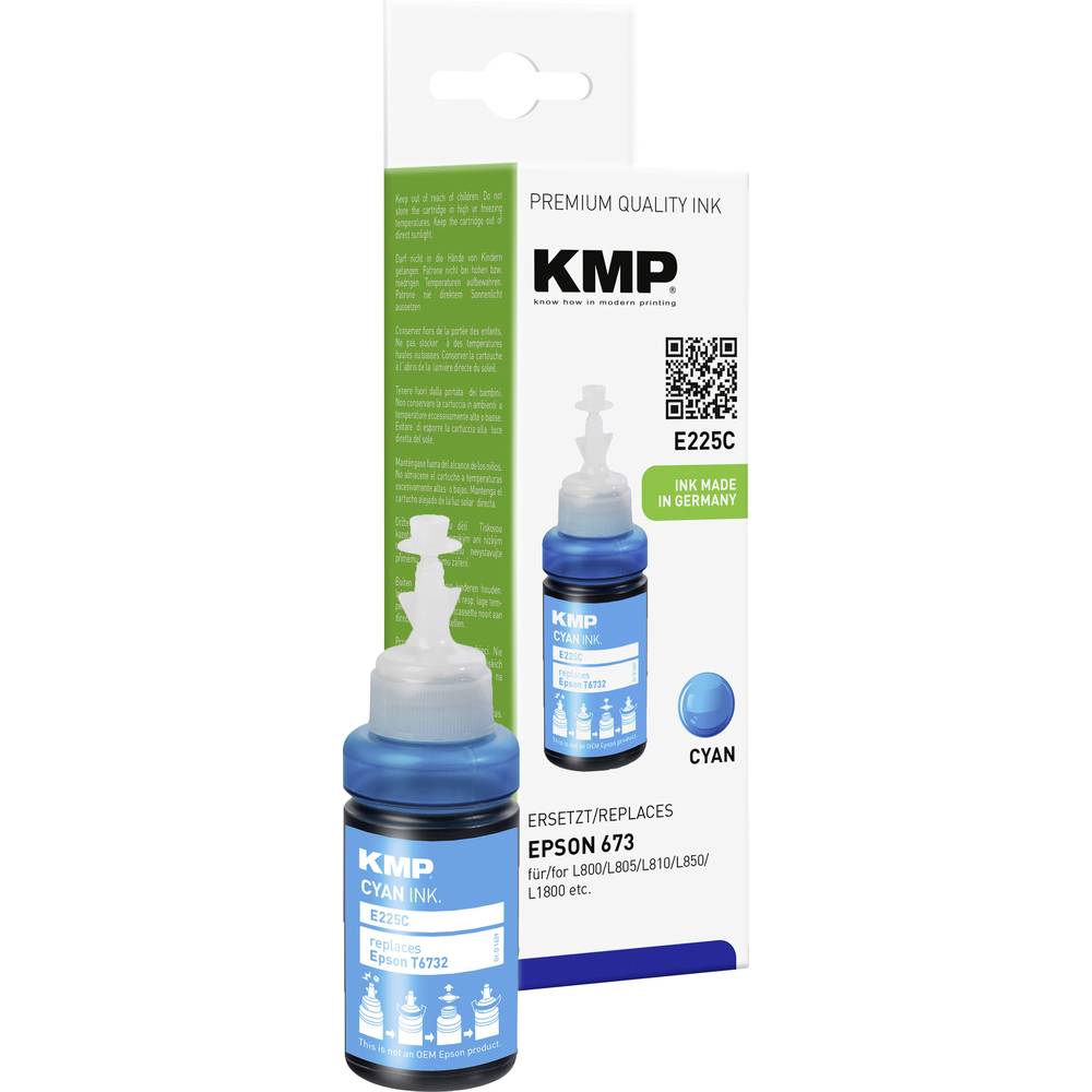KMP Ink refill náhradní Epson T6732 kompatibilní azurová E225C 1639,0003
