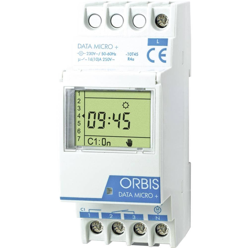 časovač na DIN lištu ORBIS Zeitschalttechnik DATA MICRO + 230V OB172012N, digitální, 1 x přepínač