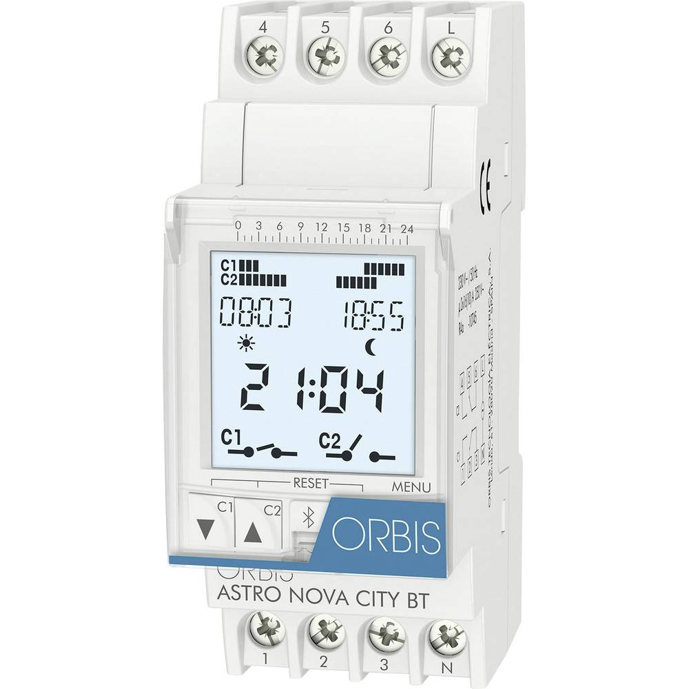 časovač na DIN lištu ORBIS Zeitschalttechnik ASTRO NOVA CITY 230 V OB178012, digitální, 2 x přepínač