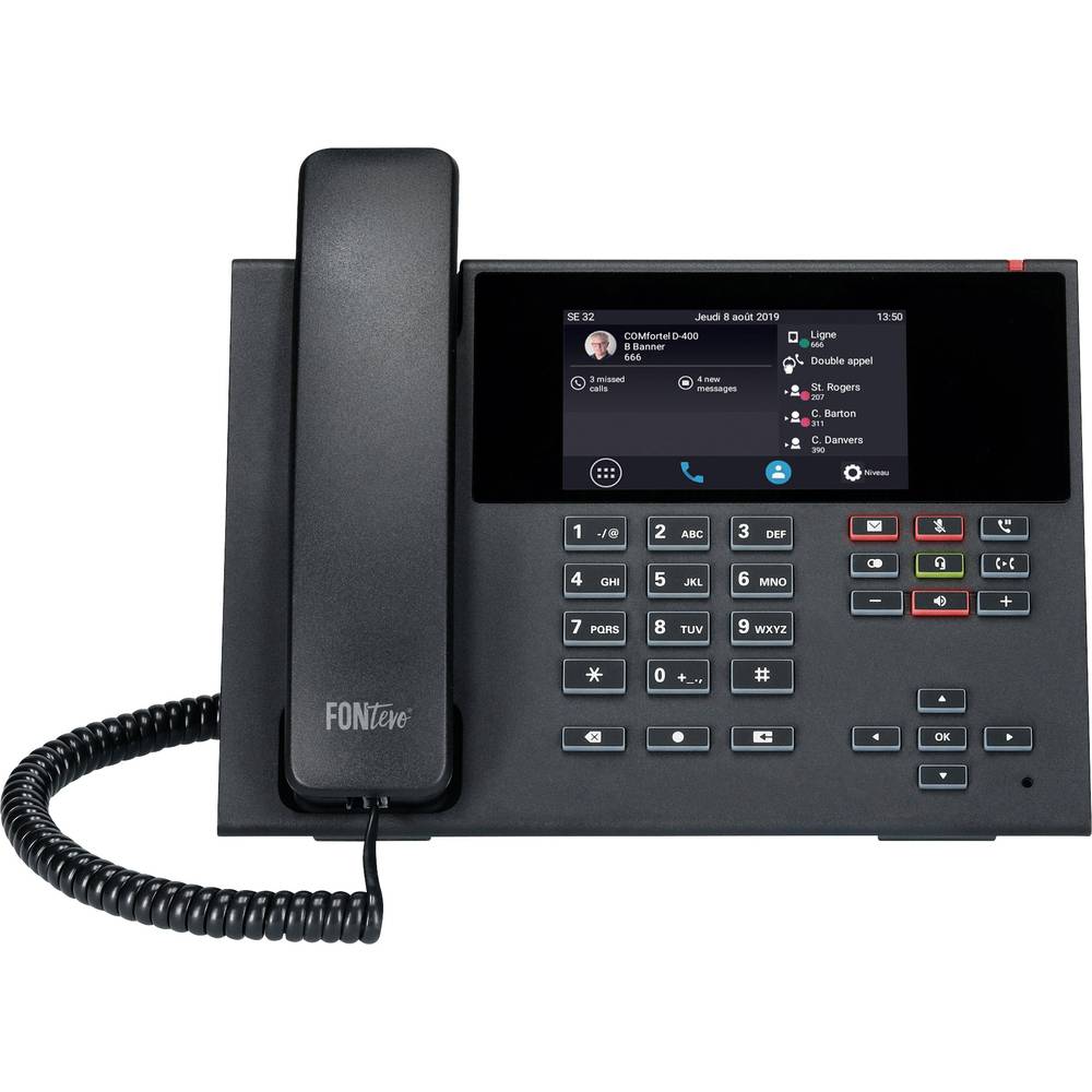 Auerswald COMfortel D-400 šňůrový telefon, VoIP záznamník, handsfree, PoE, konektor na sluchátka dotykový barevný disple