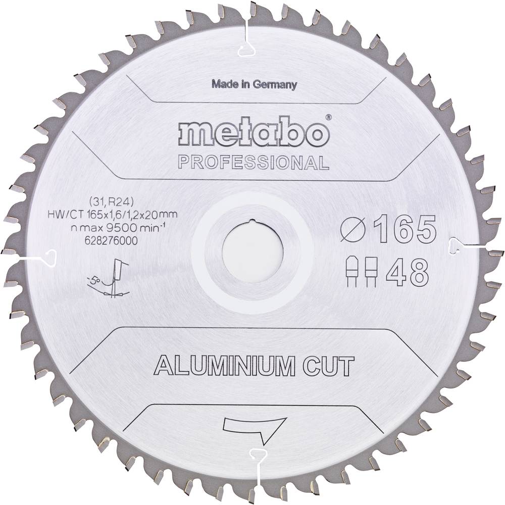 Metabo Aluminium Cut Professional 628276000 pilový kotouč 165 x 20 x 1.2 mm Počet zubů (na palec): 48 1 ks