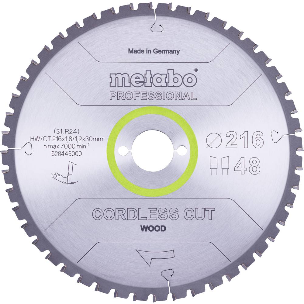 Metabo Cordless Cut Wood 628445000 pilový kotouč 216 x 30 x 1.2 mm Počet zubů (na palec): 48 1 ks