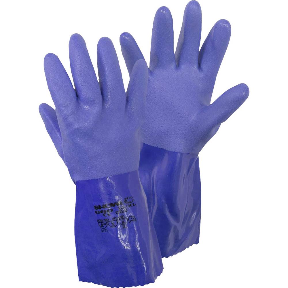 Showa 4708 XL 660 Gr. XL bavlněná tkanina , PVC rukavice pro manipulaci s chemikáliemi Velikost rukavic: 10, XL EN 388:2