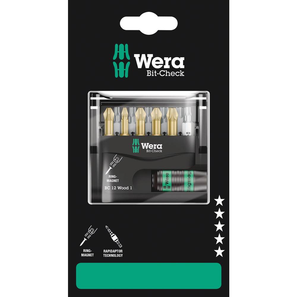 Wera Bit-Check 12 Wood 1 SB 05136390001 sada bitů, 1/4 (6,3 mm), 1/4