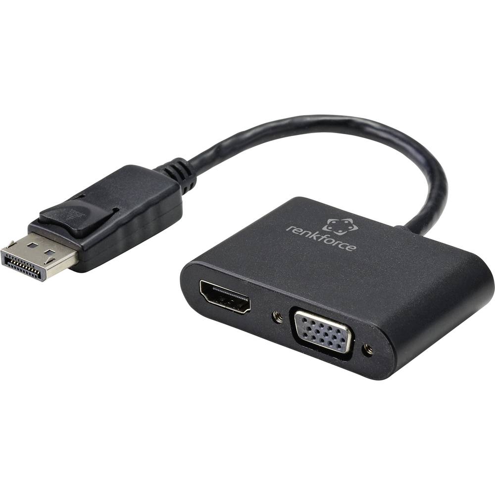 Renkforce RF-4505752 DisplayPort / HDMI / VGA adaptér [1x zástrčka DisplayPort - 1x HDMI zásuvka, VGA zásuvka] černá 15.