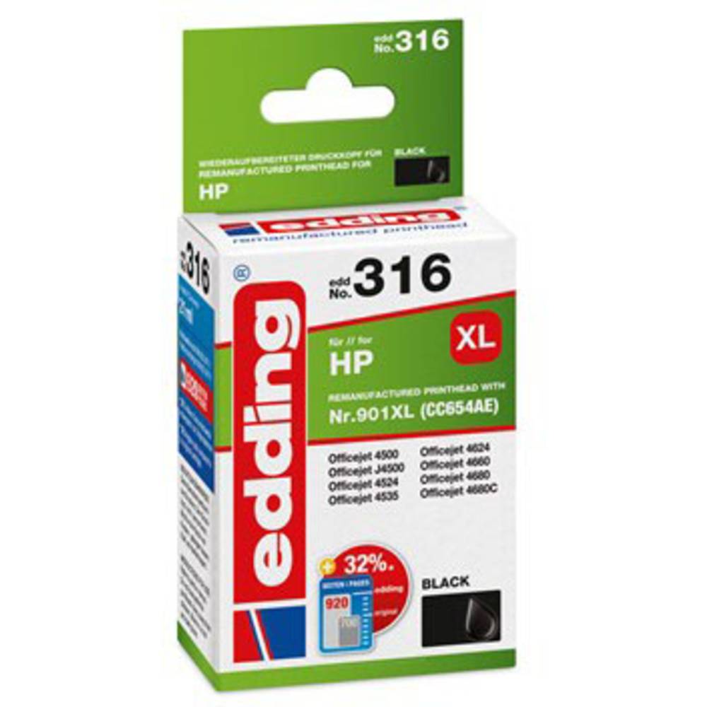 Edding Ink náhradní HP 901XL, CC654AE kompatibilní černá EDD-316 18-316