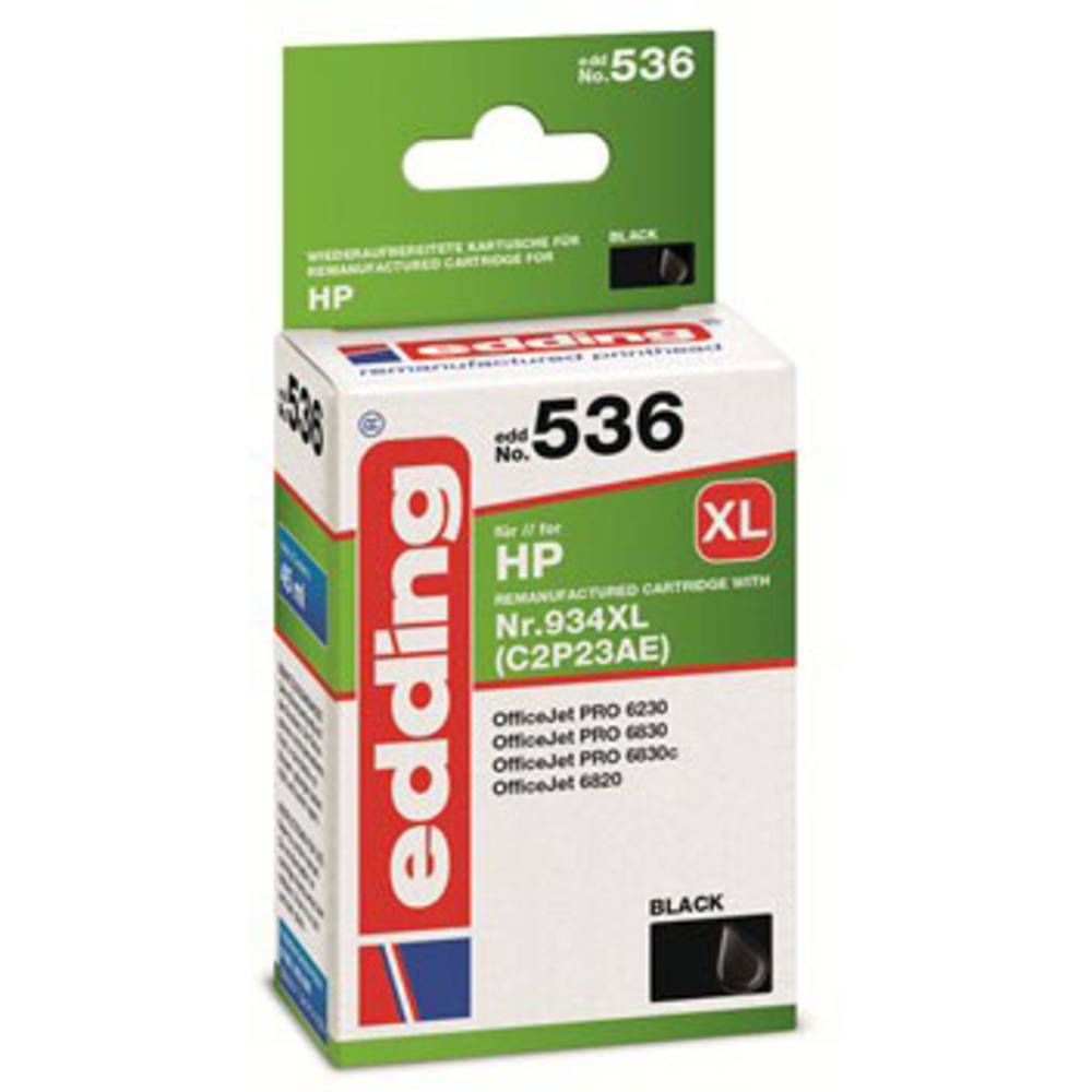 Edding Ink náhradní HP 934XL, C2P23AE kompatibilní černá EDD-536 18-536