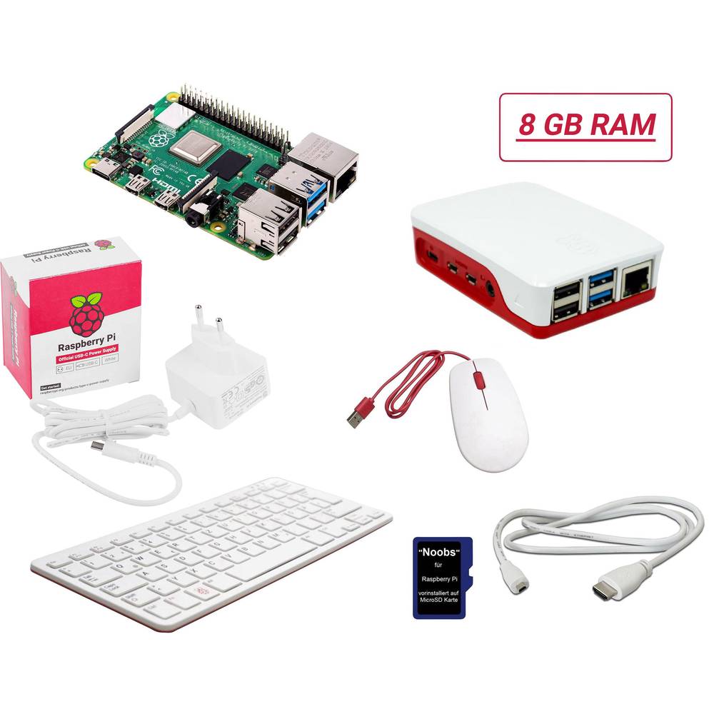 Raspberry Pi® Desktop Kit Raspberry Pi® 4 B 8 GB 4 x 1.5 GHz vč. klávesnice, vč. myši, vč. Noobs OS, vč. napájecího zdro