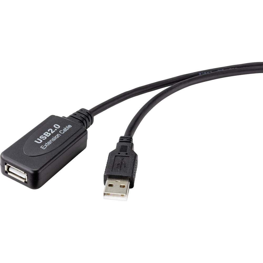 Renkforce USB kabel USB 2.0 USB-A zástrčka, USB-A zásuvka 20.00 m černá Aktivní se zesílením signálu RF-4535088