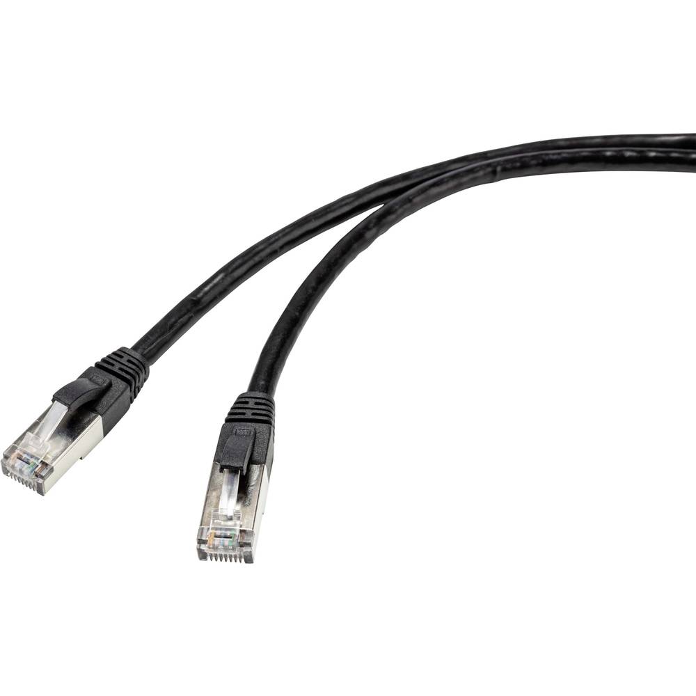 Renkforce RF-4538200 RJ45 síťové kabely, propojovací kabely CAT 6A S/FTP 15.00 m černá vhodné pro venkovní oblast 1 ks