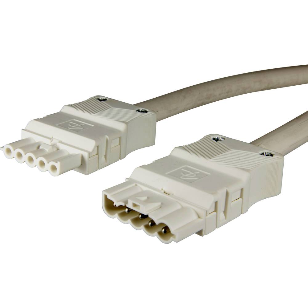Adels-Contact 92875540 síťový připojovací kabel síťová zástrčka - síťová zásuvka počet kontaktů: 4 + PE bílá 4.00 m 10 k