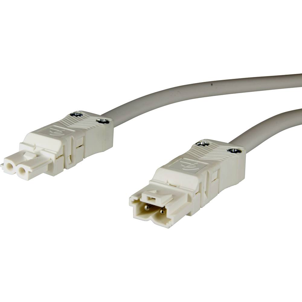 Adels-Contact 14875220 síťový připojovací kabel síťová zástrčka - síťová zásuvka počet kontaktů: 2 bílá 2.00 m 50 ks