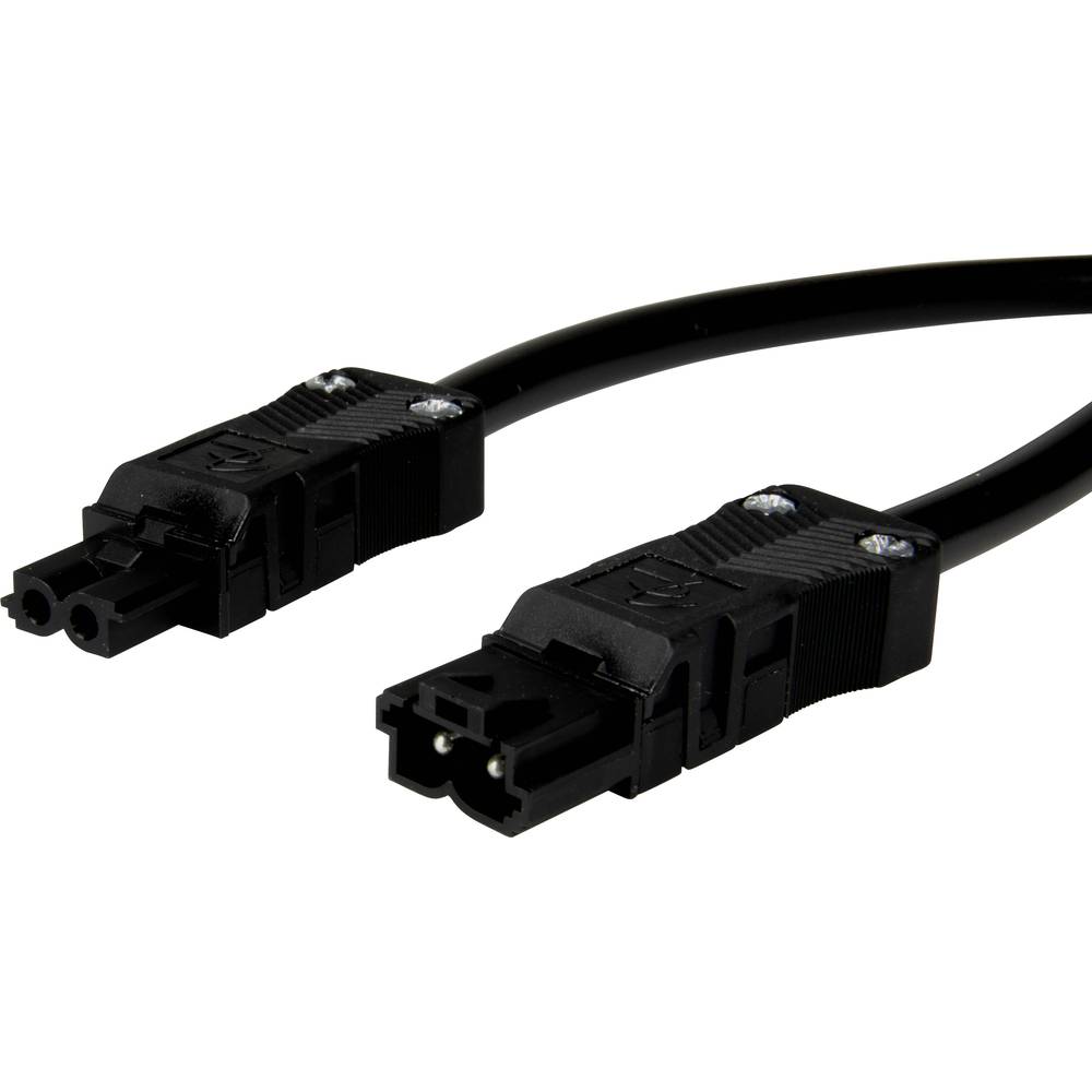 Adels-Contact 14876220 síťový připojovací kabel síťová zástrčka - síťová zásuvka počet kontaktů: 2 černá 2.00 m 50 ks