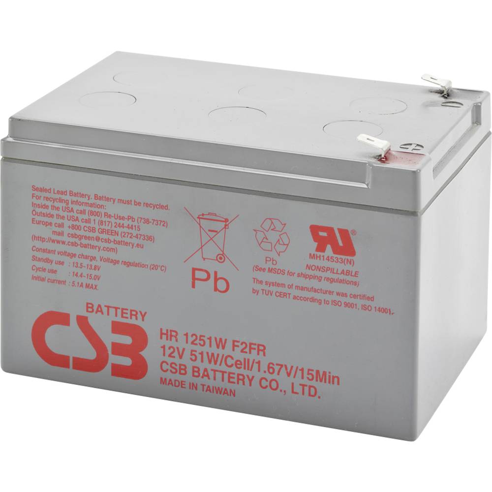 CSB Battery HR 1251W high-rate HR1251WF2 olověný akumulátor 12 V 12 Ah olověný se skelným rounem (š x v x h) 151 x 100 x