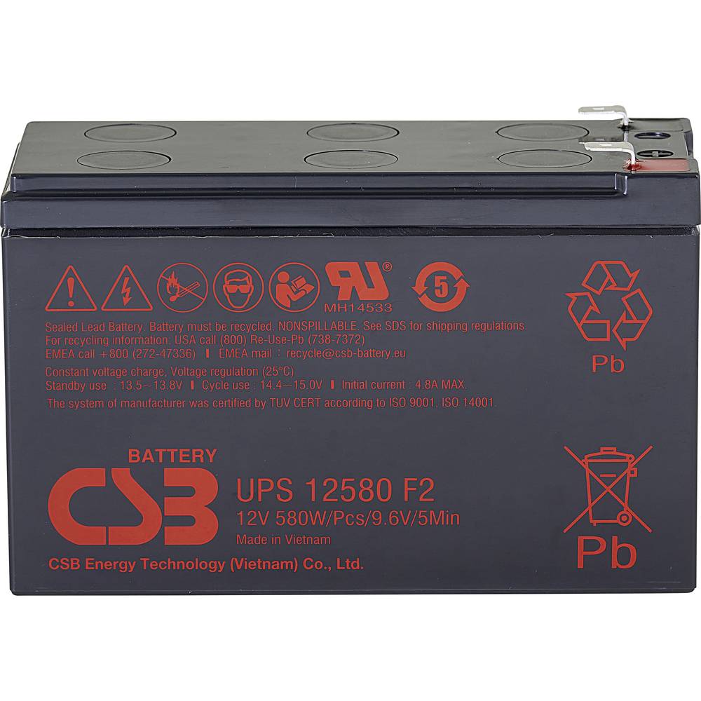 CSB Battery UPS 12580 high-rate UPS12580F2 olověný akumulátor 12 V 9.4 Ah olověný se skelným rounem (š x v x h) 151 x 99