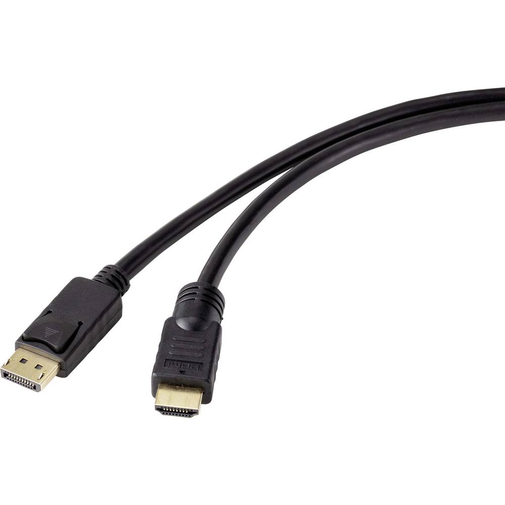 Renkforce DisplayPort / HDMI kabelový adaptér Konektor DisplayPort, Zástrčka HDMI-A 20.00 m černá RF-4596876 pozlacené k