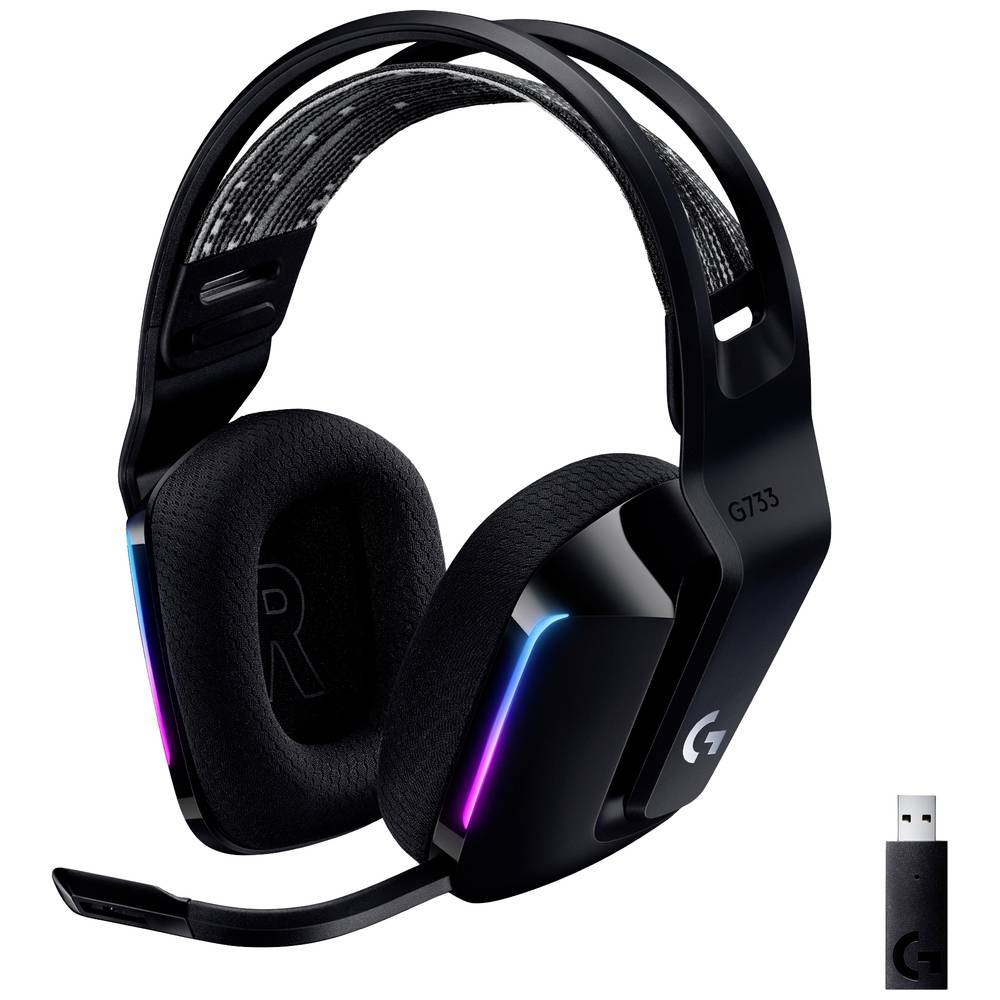 Logitech G733 LIGHTSPEED Gaming Sluchátka On Ear bezdrátová 7.1 Surround černá regulace hlasitosti