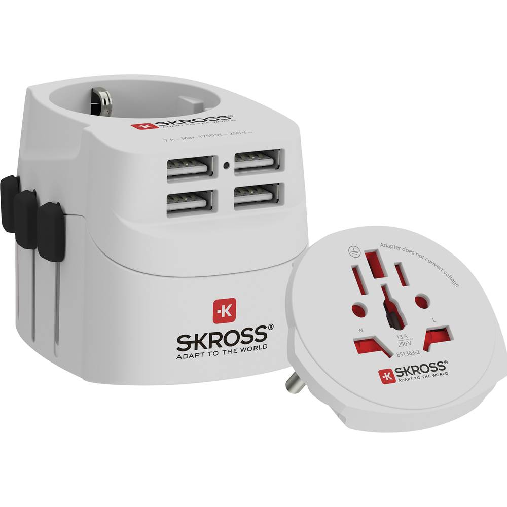 Skross 1302471 cestovní adaptér PRO Light USB (4xA) - World