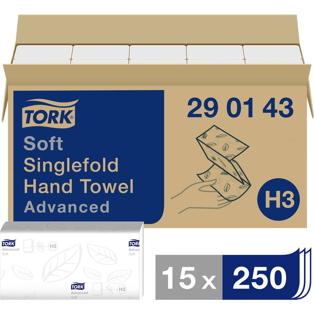 TORK 290143 papírové utěrky, skládané (d x š) 23 cm x 22.60 cm bílá 3750 ks