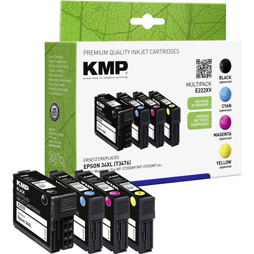 KMP Ink náhradní Epson 34XL, T3476, T3471, T3472, T3473, T3474 kompatibilní kombinované balení černá, azurová, purpurová