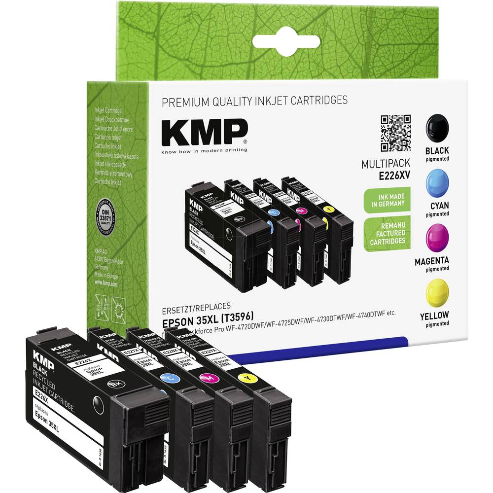 KMP Ink náhradní Epson 35XL, T3596, T3591, T3592, T3593, T3594 kompatibilní kombinované balení černá, azurová, purpurová