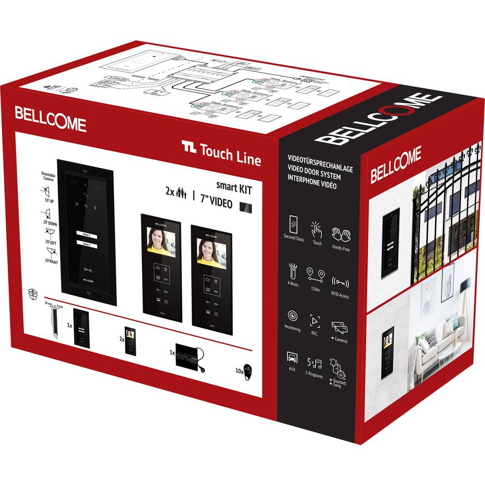 Bellcome Smart+ 3.5” Video-Kit 2 Familie domovní video telefon kabelový kompletní sada 14dílná černá