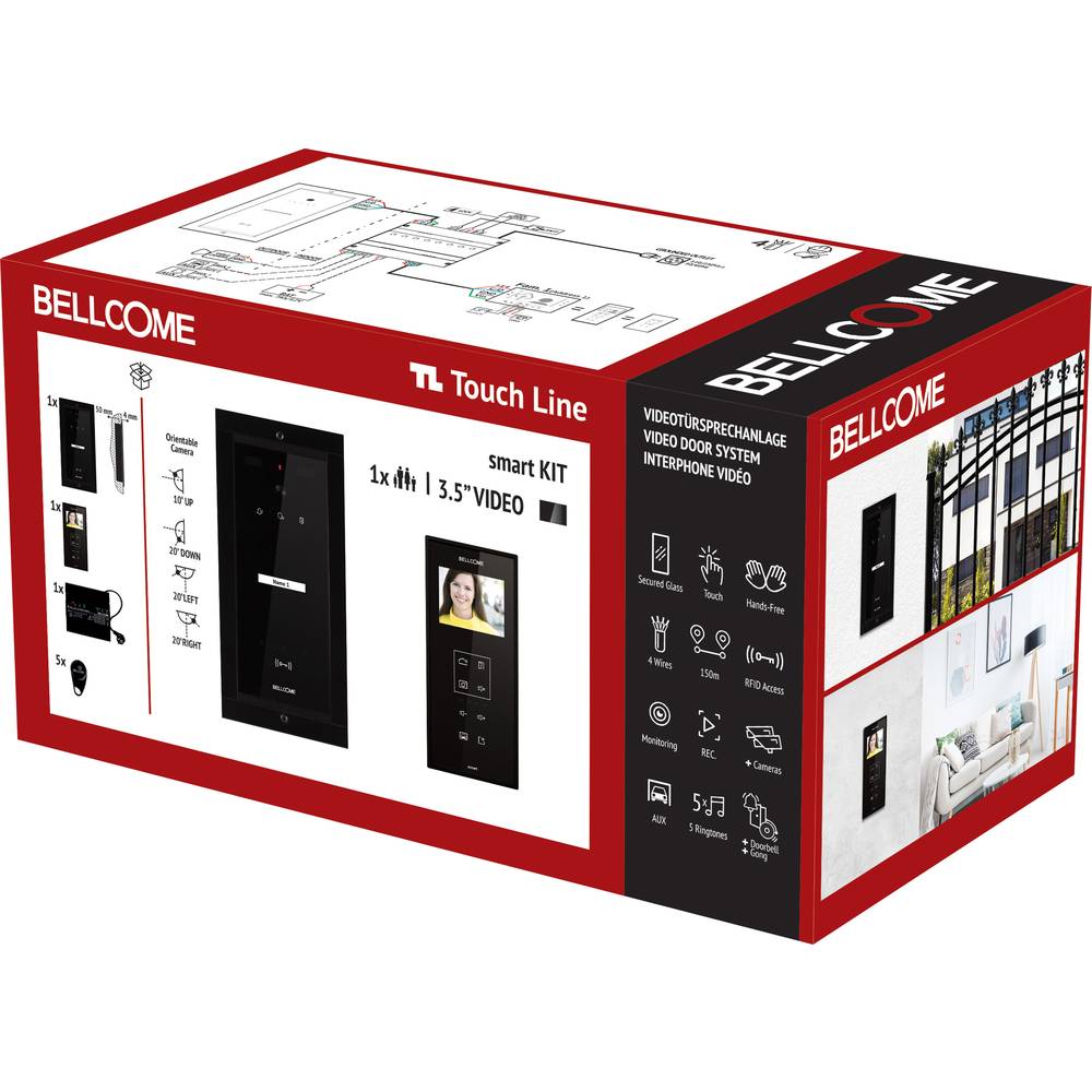 Bellcome Smart+ 3.5” Video-Kit 1 Familie domovní video telefon kabelový kompletní sada 8dílná černá