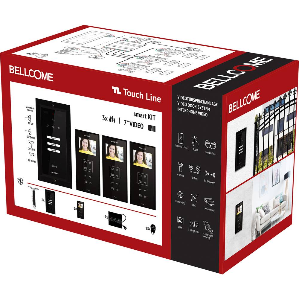 Bellcome Smart+ 3.5” Video-Kit 3 Familie domovní video telefon kabelový kompletní sada 20dílná černá