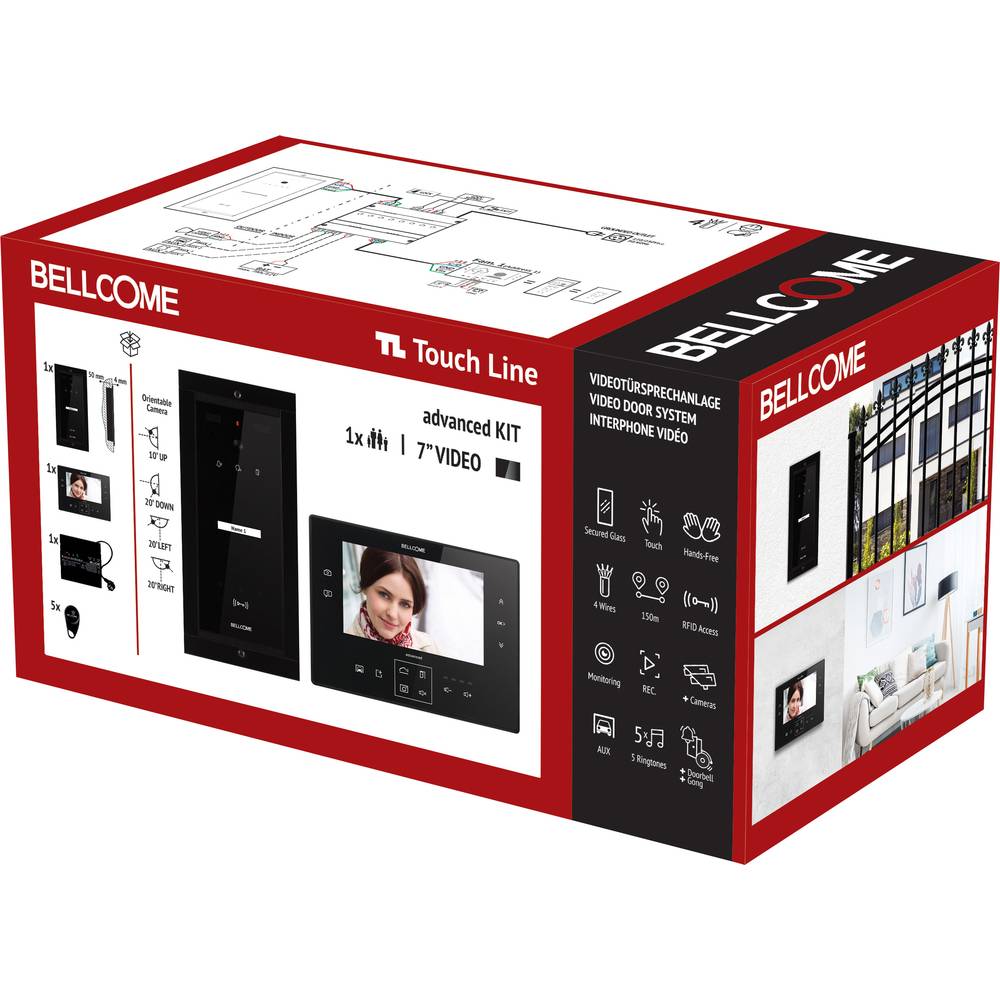 Bellcome Advanced 7" Video-Kit 1 Familie domovní video telefon kabelový kompletní sada 8dílná černá