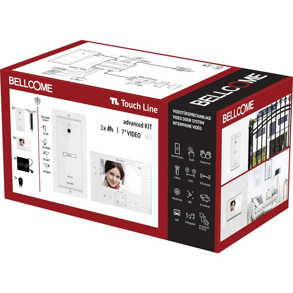 Bellcome Advanced 7" Video-Kit 1 Familie domovní video telefon kabelový kompletní sada 8dílná bílá