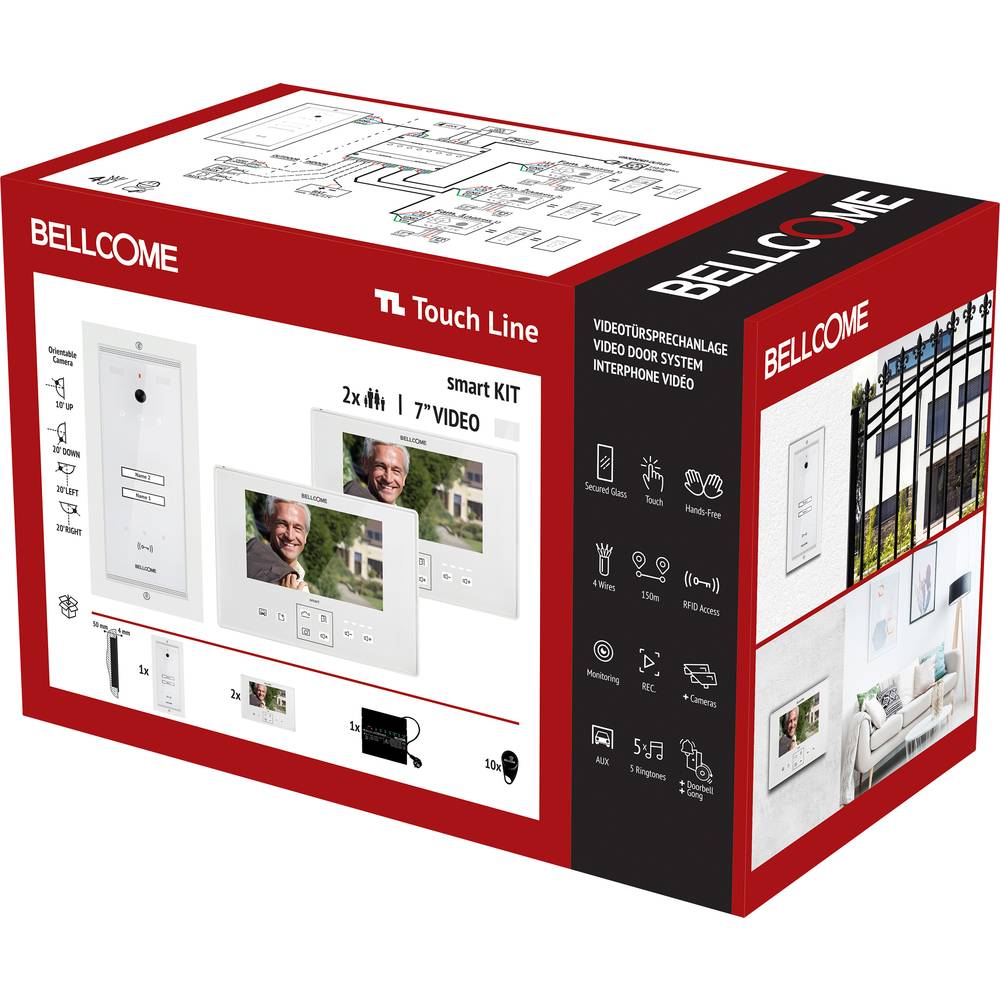 Bellcome Smart 7" Video-Kit 2 Familie domovní video telefon kabelový kompletní sada 14dílná bílá