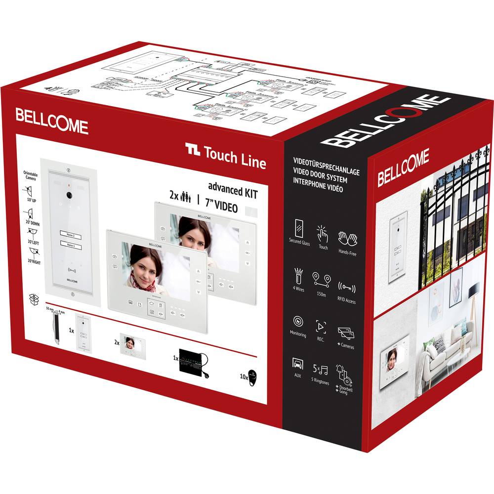 Bellcome Advanced 7" Video-Kit 2 Familie domovní video telefon kabelový kompletní sada 14dílná bílá