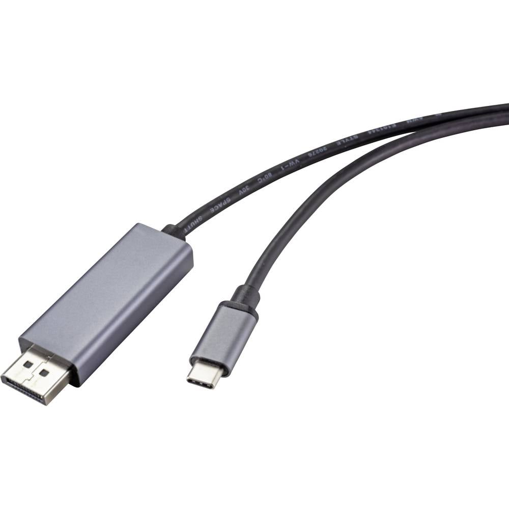 Renkforce USB-C® / DisplayPort kabel USB-C ® zástrčka, Konektor DisplayPort 1.00 m černá RF-4630696 PVC plášť Kabel pro
