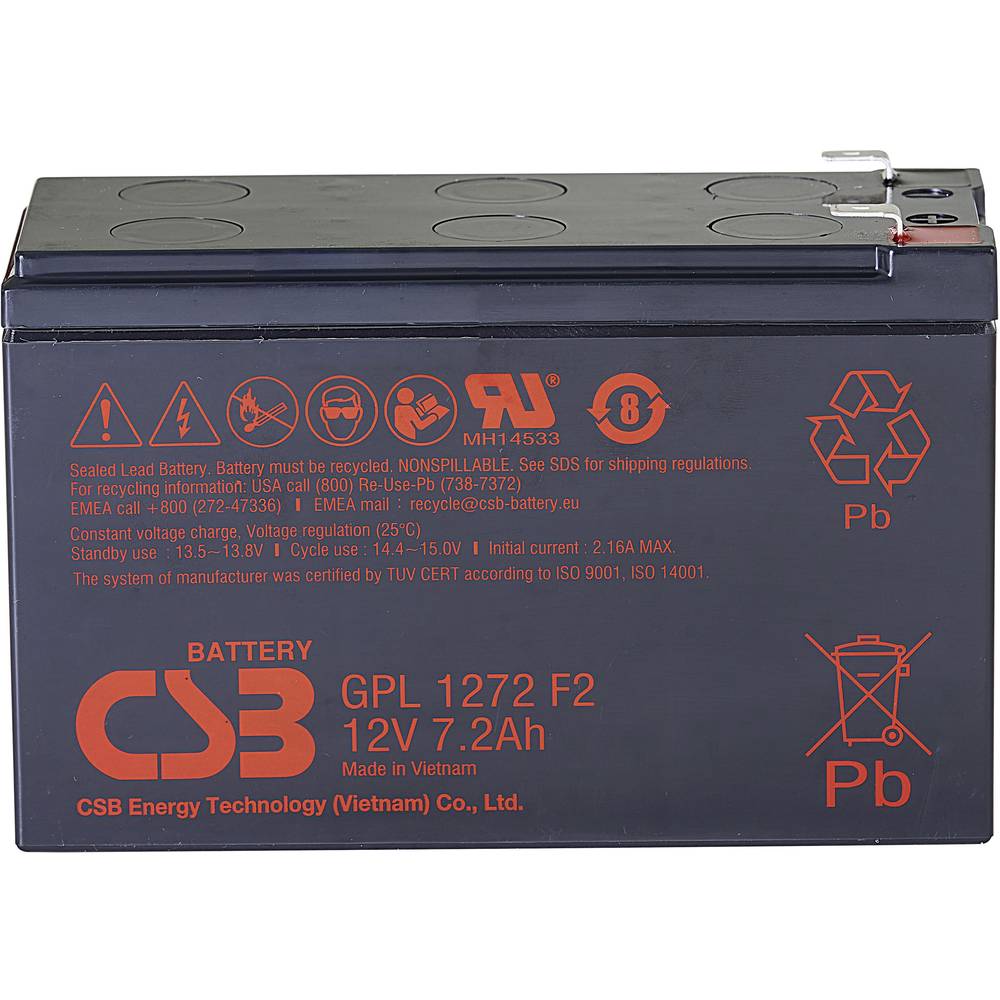 CSB Battery GPL 1272 GPL1272-F2FR olověný akumulátor 12 V 7.2 Ah olověný se skelným rounem (š x v x h) 151 x 98 x 65 mm