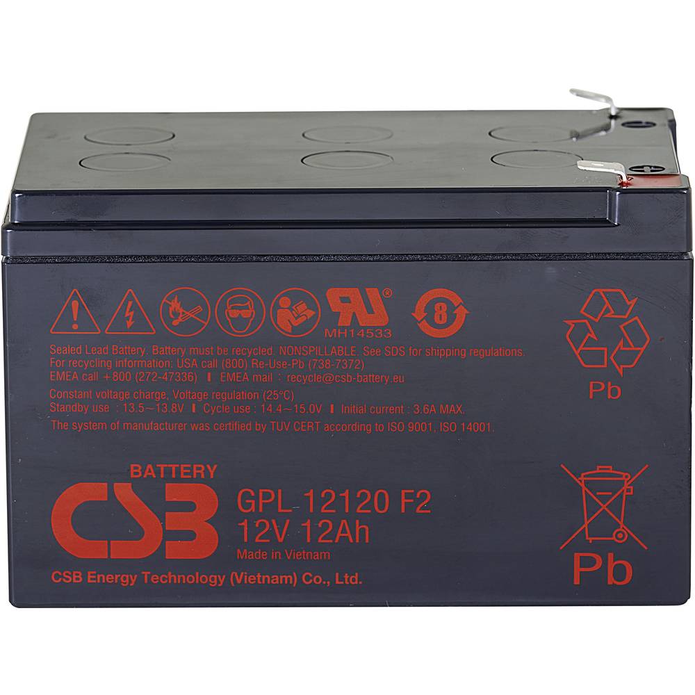 CSB Battery GPL 12120 GPL12120F2 olověný akumulátor 12 V 12 Ah olověný se skelným rounem (š x v x h) 151 x 100 x 98 mm p
