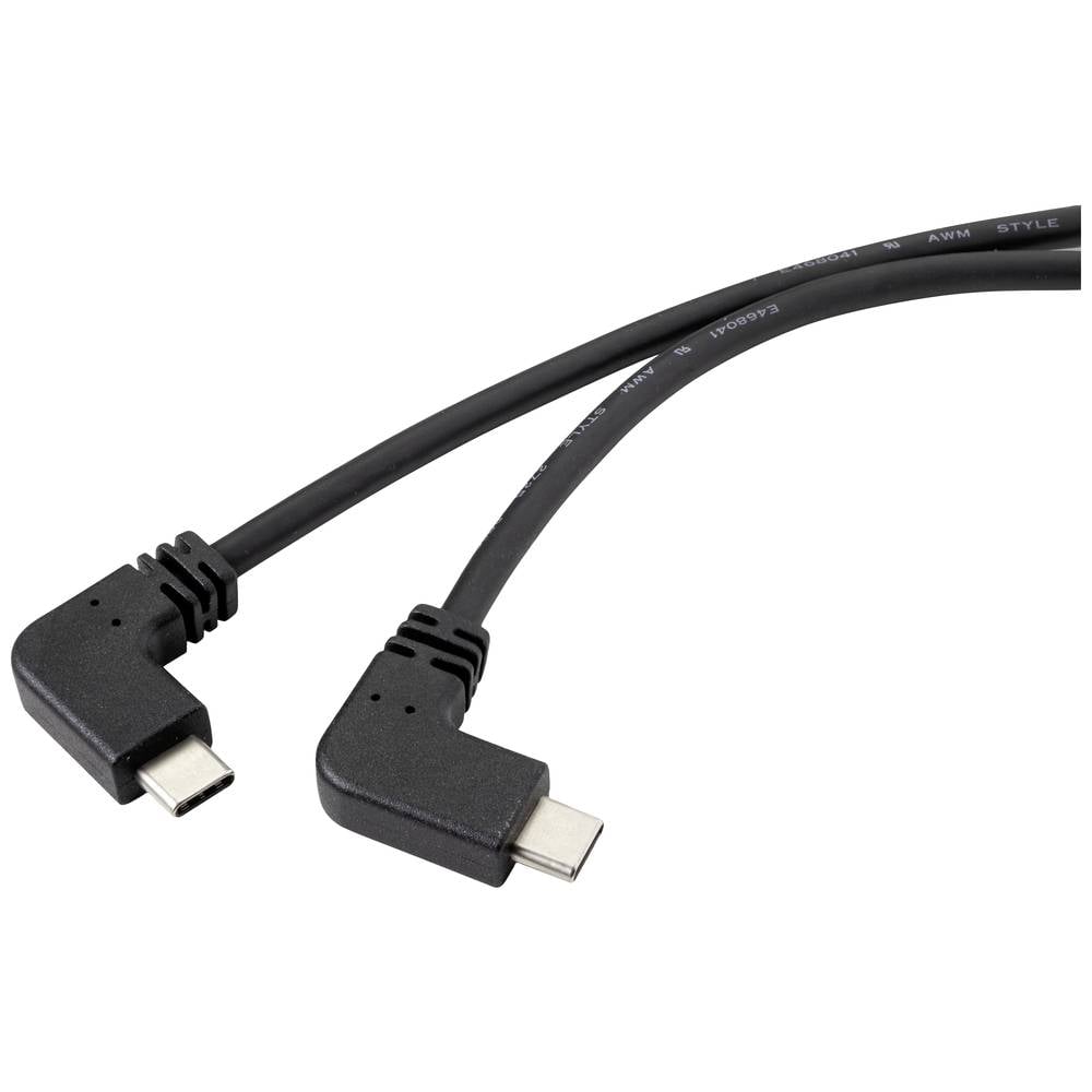 Renkforce USB kabel USB 3.2 Gen2 (USB 3.1 Gen2) USB-C ® zástrčka, USB-C ® zástrčka 1.20 m černá 90° zatočeno doleva RF-4
